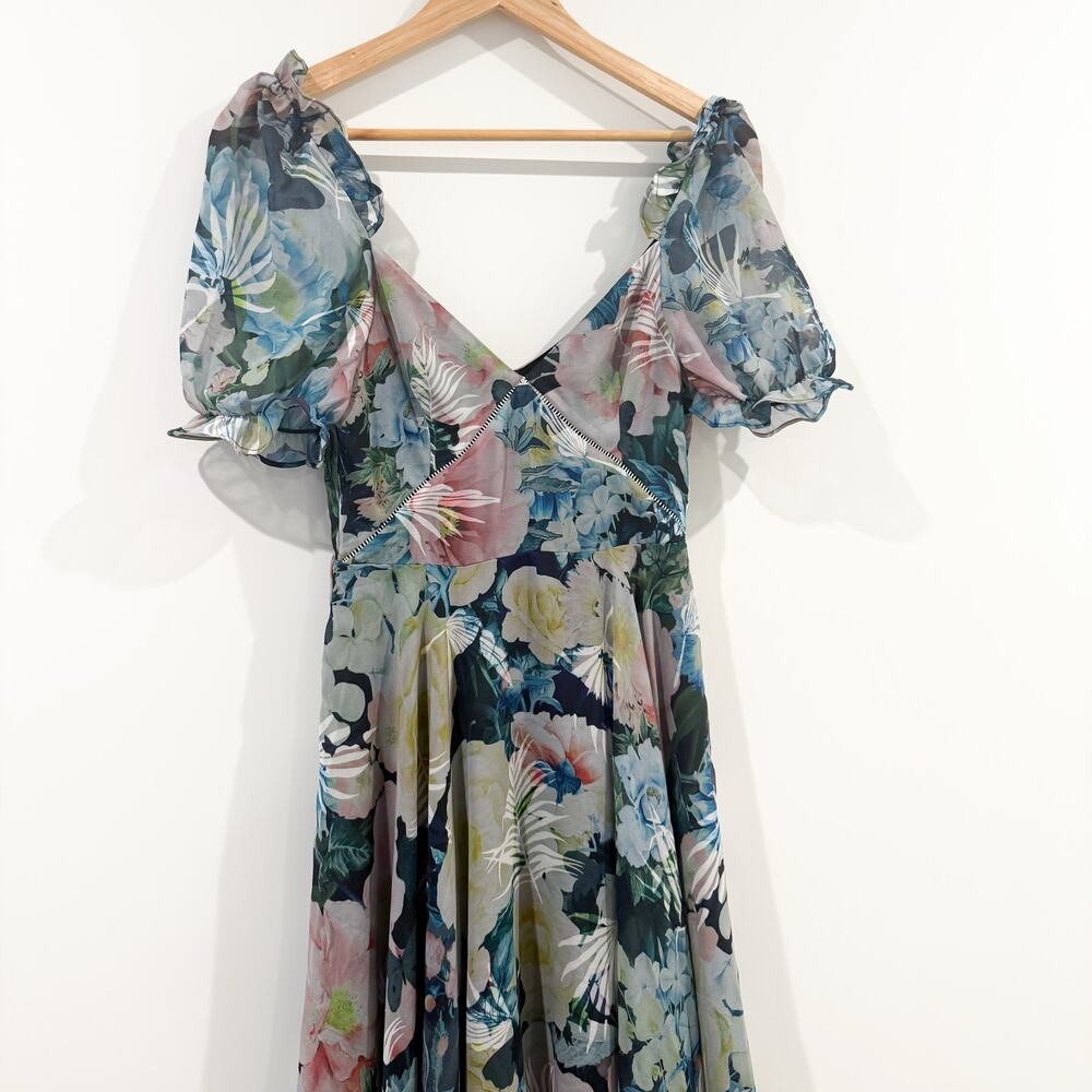 SAU LEE Georgia Floral Ruffle Midi Dress – NWT – Size 0 - Picture 3 of 8